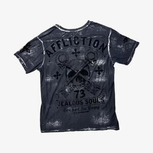 Navy affliction henley shirt skulls